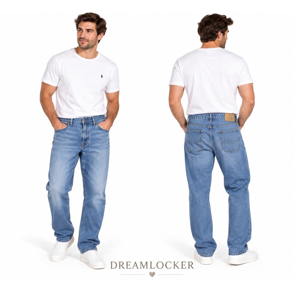Polo Ralph Lauren Hampton Jeans 36 x 32 Dixon Stretch Relaxed Straight Blue